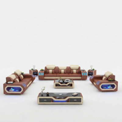 Sofá conjunto 3+2+1 mesa de centro aparador diseño conjunto moderno de 5 piezas.