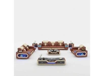 Sofá conjunto 3+2+1 mesa de centro aparador diseño conjunto moderno de 5 piezas.