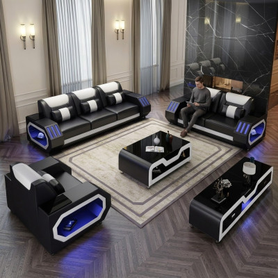 Conjunto completo de sofás 3+2 con mesa de centro, diseño moderno de salón, 4 piezas, nuevo.