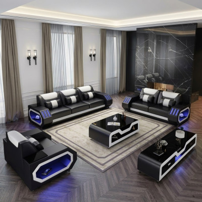Conjunto completo de sofás 3+2 con mesa de centro, diseño moderno de salón, 4 piezas, nuevo.