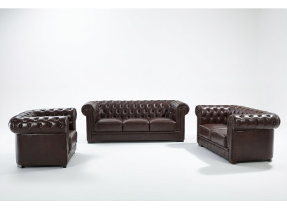 Sofá conjunto de 3 piezas con 2 asientos, sofá acolchado de piel, sofá relax conjunto de sala de estar.