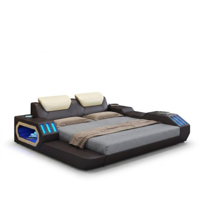 Cama de diseño de lujo marco de cama cama de cuero camas USB de lujo doble cama de hotel acolchada.