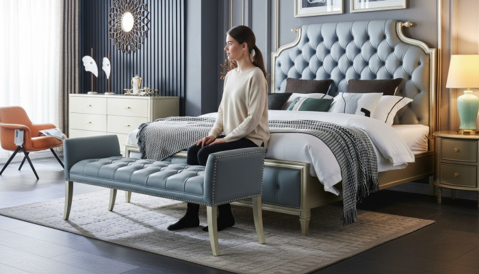 Una cama de diseñador de alta calidad en estilo Chesterfield para tu dormitorio.