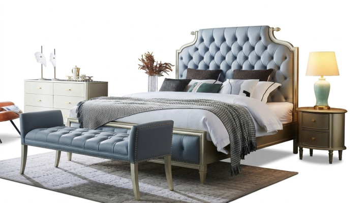 Una cama de diseñador de alta calidad en estilo Chesterfield para tu dormitorio.