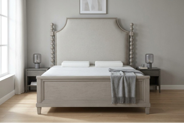 Diseño de cama de lujo para hotel doble habitación de dormir de madera estilo casa de campo nuevo barroco nuevo