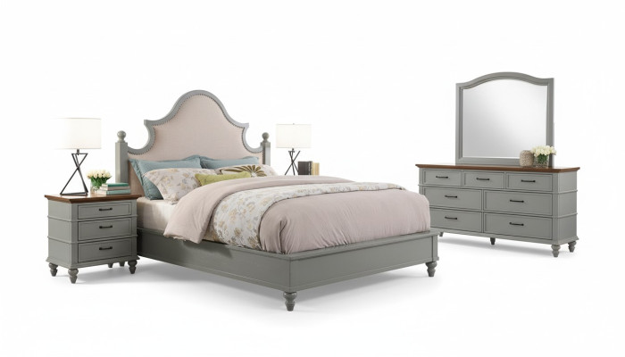 Dormitorio Set Cama 2x Mesita de Noche Consola Camas Textiles Dobles Hotel Acolchados