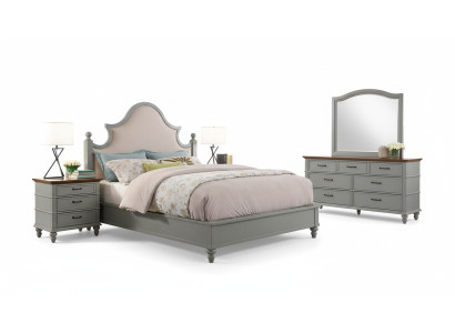 Dormitorio Set Cama 2x Mesita de Noche Consola Camas Textiles Dobles Hotel Acolchados