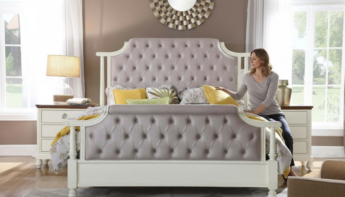 Dormitorio Set Cama 2x Mesita de Noche 3 pzas. Camas Fundador Época Lujo Chesterfield