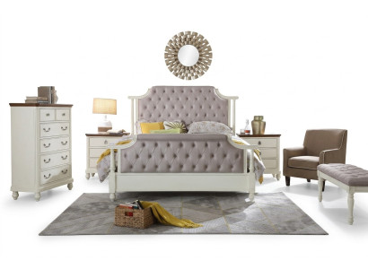 Dormitorio Set Cama 2x Mesita de Noche 3 pzas. Camas Fundador Época Lujo Chesterfield