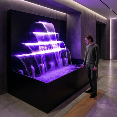Cascada piscina instalación fuente acero inoxidable juegos de agua piscina decoración