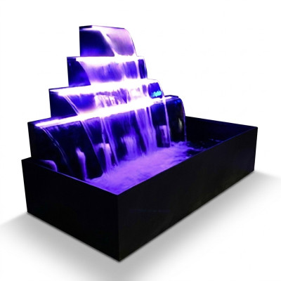 Cascada piscina instalación fuente acero inoxidable juegos de agua piscina decoración
