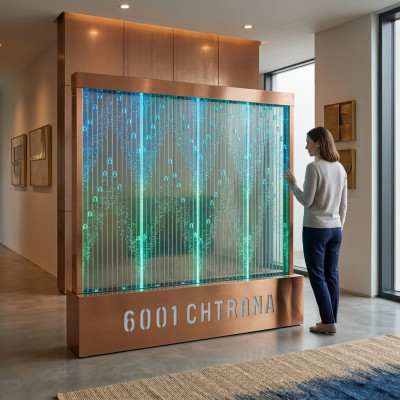 Panel de pared con burbujas de agua LED-Panel de agua decorativo diseñado por diseñador.