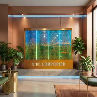 Panel de pared con burbujas de agua LED-Panel de agua decorativo diseñado por diseñador.