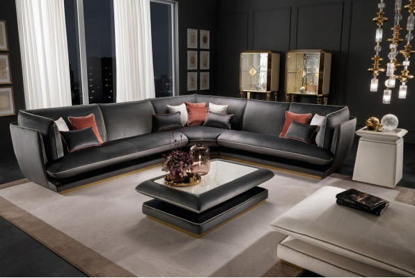 Sofá sofá de lujo esquina muebles salón tapizado diseño textil arredoclassic