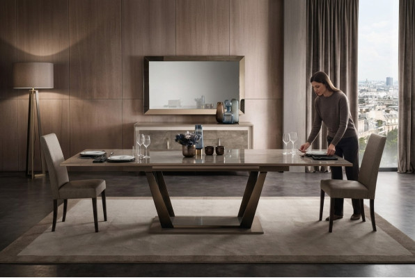 Mesa de comedor Sala de estar Conjunto de salón en madera Diseño Mesas 200x102/294cm