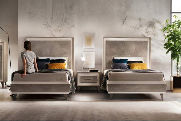 Conjunto Hotel 2 camas Mesita de noche Diseño Dormitorio 3 piezas Muebles arredoclassic