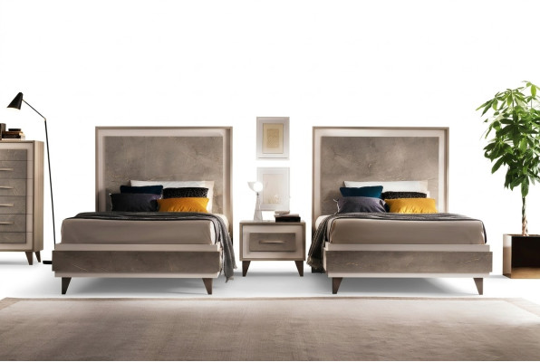 Conjunto Hotel 2 camas Mesita de noche Diseño Dormitorio 3 piezas Muebles arredoclassic