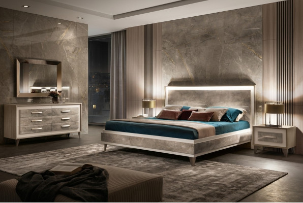 Conjunto de dormitorio cama 2x mesita de noche cómoda espejo arredoclassic set de 5 piezas.