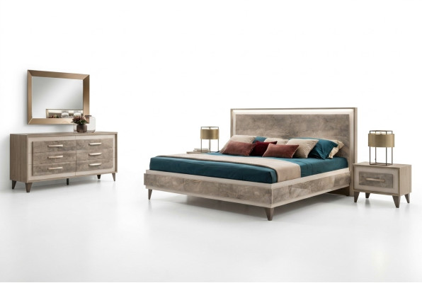 Conjunto de dormitorio cama 2x mesita de noche cómoda espejo arredoclassic set de 5 piezas.