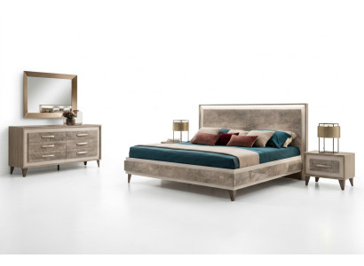 Conjunto de dormitorio cama 2x mesita de noche cómoda espejo arredoclassic set de 5 piezas.