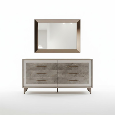 Cómoda Armario Espejo Diseño Muebles Muebles Guardarropa 2 piezas Set arredoclassic