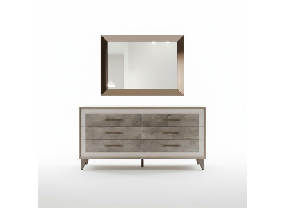 Cómoda Armario Espejo Diseño Muebles Muebles Guardarropa 2 piezas Set arredoclassic