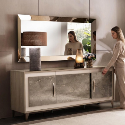 Buffet Aparador Cómoda Espejo 2 piezas Muebles de madera Aparadores Muebles Sideboard arredoclassic