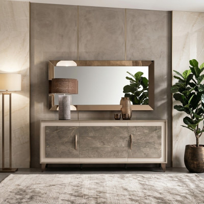 Buffet Aparador Cómoda Espejo 2 piezas Muebles de madera Aparadores Muebles Sideboard arredoclassic