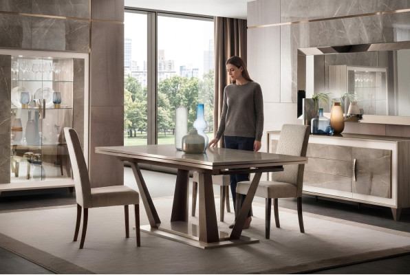 Muebles de lujo Mesa de comedor Mesa Sala de estar Madera Acero inoxidable Diseño Mesas Nuevas