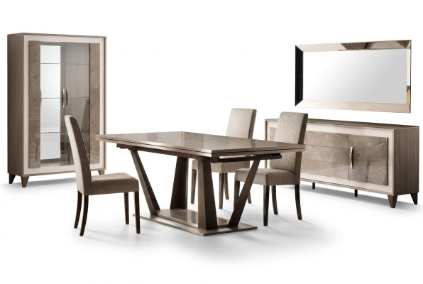 Muebles de lujo Mesa de comedor Mesa Sala de estar Madera Acero inoxidable Diseño Mesas Nuevas
