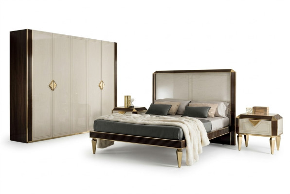 Cama 2x mesita de noche 3 piezas. Dormitorio Camas de lujo 180x200 Habitación arredoclassic