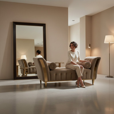 Sofá de salón de sala de estar Tela Sofás Chaise longue Cojín de asiento arredoclassic