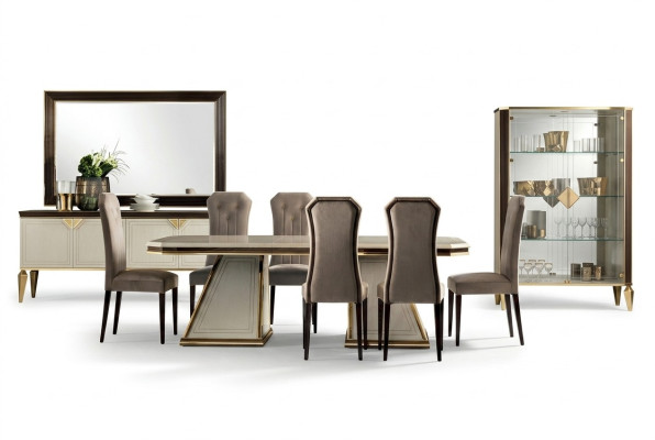 Set de 6 sillas de diseñador para comedor con respaldo y asiento acolchado, juego completo de sillas.