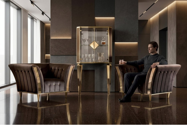 Silla Club Lounge de respaldo, sillón tapizado, sofá de un asiento, terciopelo para televisión de arredoclassic.