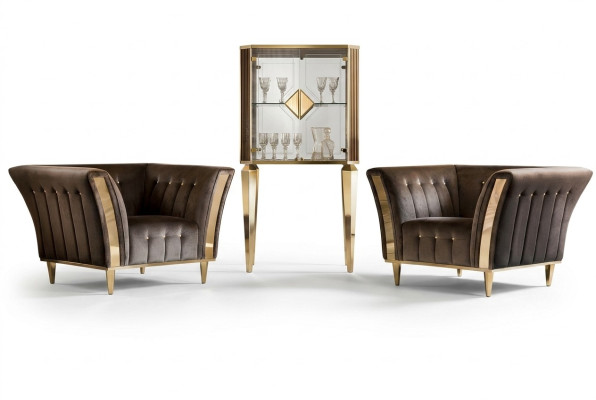Silla Club Lounge de respaldo, sillón tapizado, sofá de un asiento, terciopelo para televisión de arredoclassic.