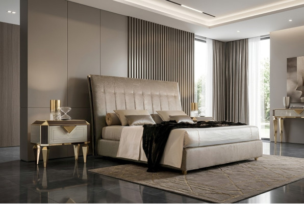 Cama 2x mesita de noche 3 piezas. Conjunto de dormitorio de diseñador Camas de lujo completas de hotel