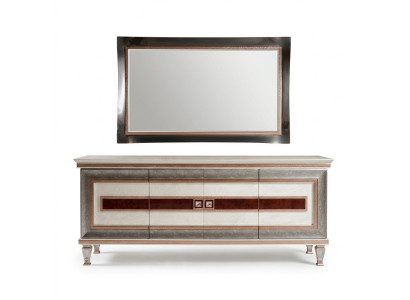 Cómoda con espejo Muebles de madera Aparador Muebles de lujo Conjunto de 2 piezas arredoclassic