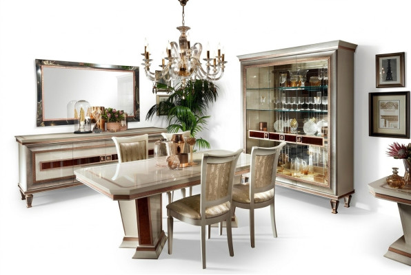 Mesa de comedor 4 sillas Vitrina Cómoda Set de comedor de 8 piezas Grupo Muebles de mesa Nuevos