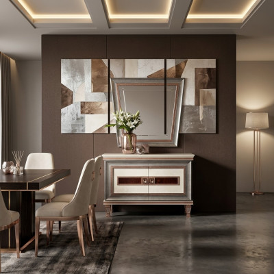 Mesa consola con espejo conjunto de muebles de lujo 2 piezas elaborado en Italia.