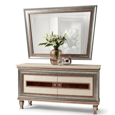 Mesa consola con espejo conjunto de muebles de lujo 2 piezas elaborado en Italia.