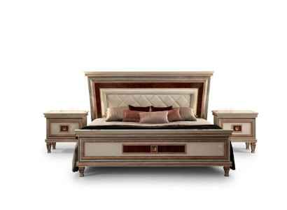 Muebles de lujo para dormitorio: cama, set de 2 mesitas de noche, camas Hotel Arredoclassic de 3 piezas.