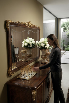 Espejo de pared clásico con marco de madera, mueble espejo nuevo 165x114 diseño de marco de cristal.