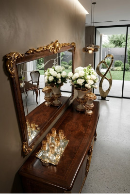 Espejo de pared clásico con marco de madera, mueble espejo nuevo 165x114 diseño de marco de cristal.