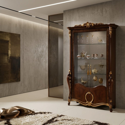 Muebles de sala de estar Vitrina de madera clásica vidrio armario nuevo