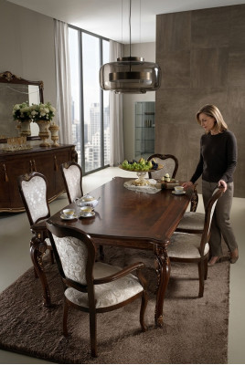 Mesa de comedor clásica de madera con conjunto de comedor de 2 sillas con reposabrazos, 3 piezas.