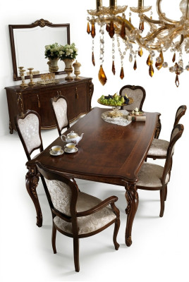 Mesa de comedor clásica de madera con conjunto de comedor de 2 sillas con reposabrazos, 3 piezas.