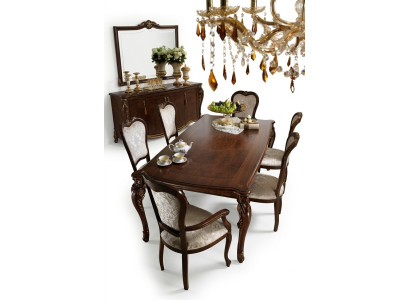 Mesa de comedor clásica de madera con conjunto de comedor de 2 sillas con reposabrazos, 3 piezas.