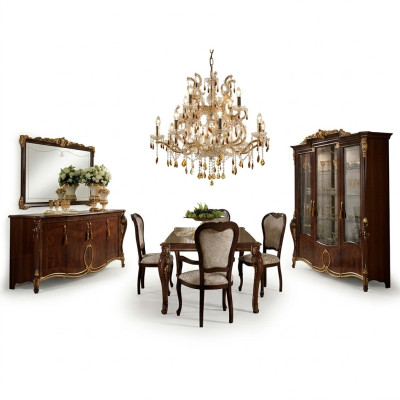 Mesa de comedor 4 sillas Vitrina Aparador Conjunto de comedor de 8 piezas Conjunto de muebles de comedor