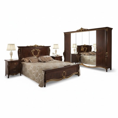 Conjunto de dormitorio clásico cama 2x mesita de noche camas de lujo muebles de madera 3 piezas nuevo.