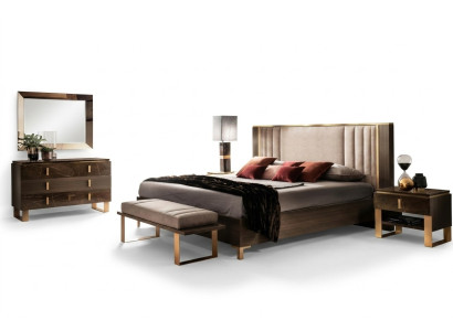 Dormitorio Set 5 piezas. Diseño de muebles de lujo modernos. Cama, mesita de noche, cómoda.